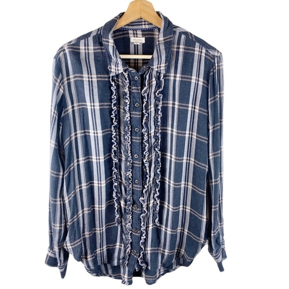 Anthropologie Pilcro Tuxedo Buttondown Shirt In Black Motif Plaid Small - Picture 4 of 10